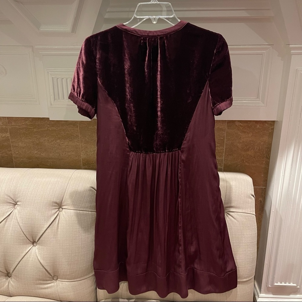 Anthropologie Maeve Women’s Small Ingrid Velvet Dress Burgundy - Picture 2 of 10